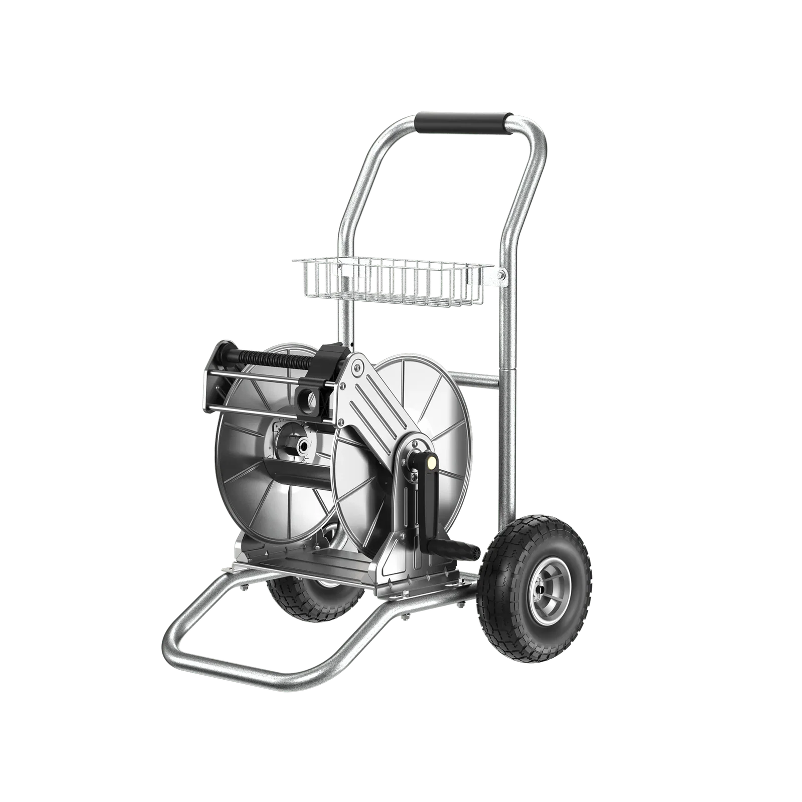 Garden Hose Reel Cart-2 Wheels-Stainless Steel-Heavy Duty