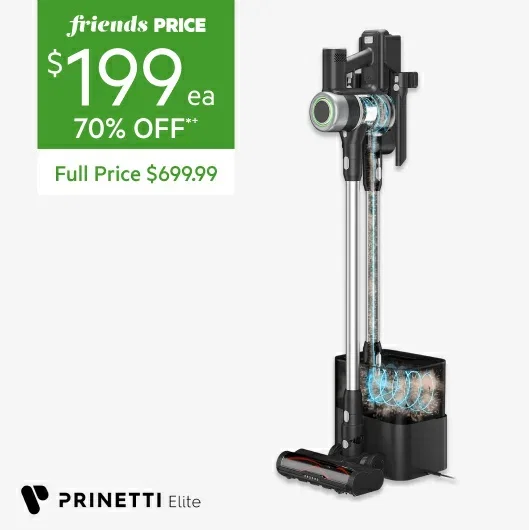 Prinetti Elite Pet Cordless Stick Vacuum Cleaner with Self Cleaning Station