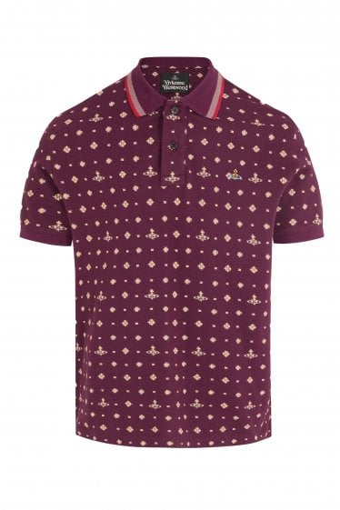 All Over Orb Polo Shirt Burgundy