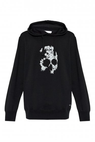 Lace Skull Hooded Top Black