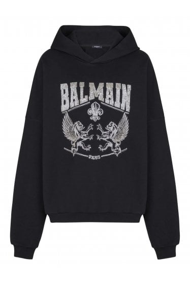 Crystal Embroidered Hoodie Black