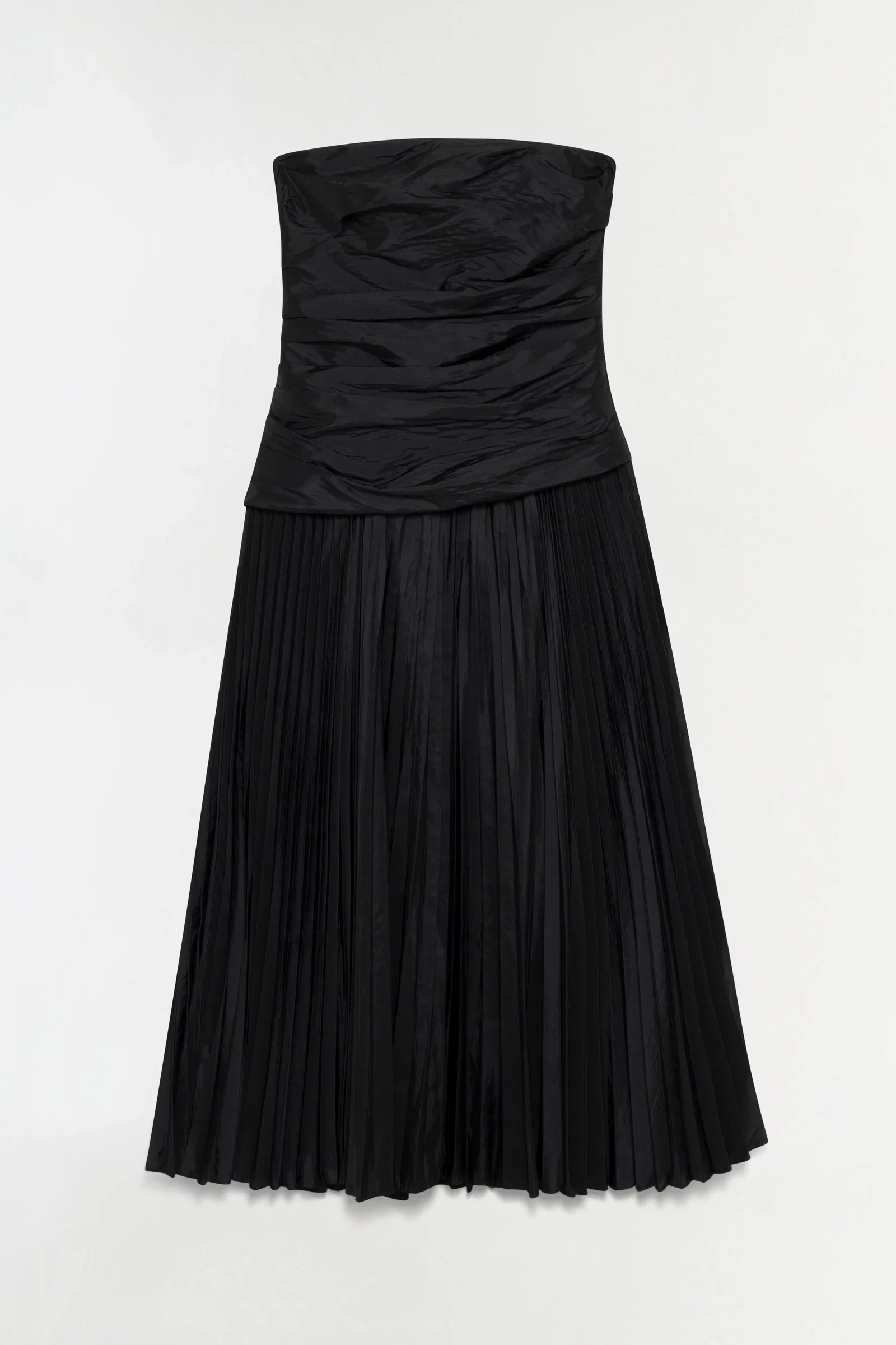 Arie Strapless Taffeta Bustier Midi Dress