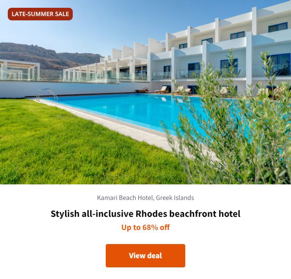 Stylish all-inclusive Rhodes beachfront hotel