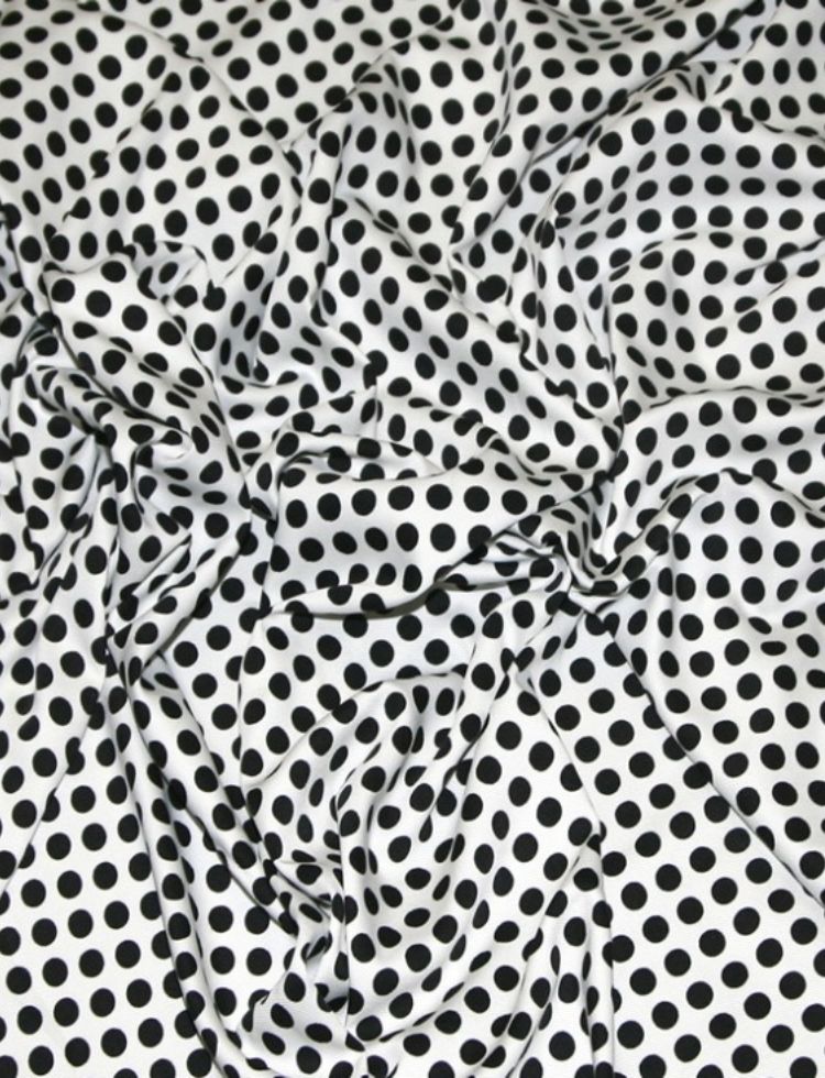 Deadstock Soft Polyester Crepe Fabric Cream & Black