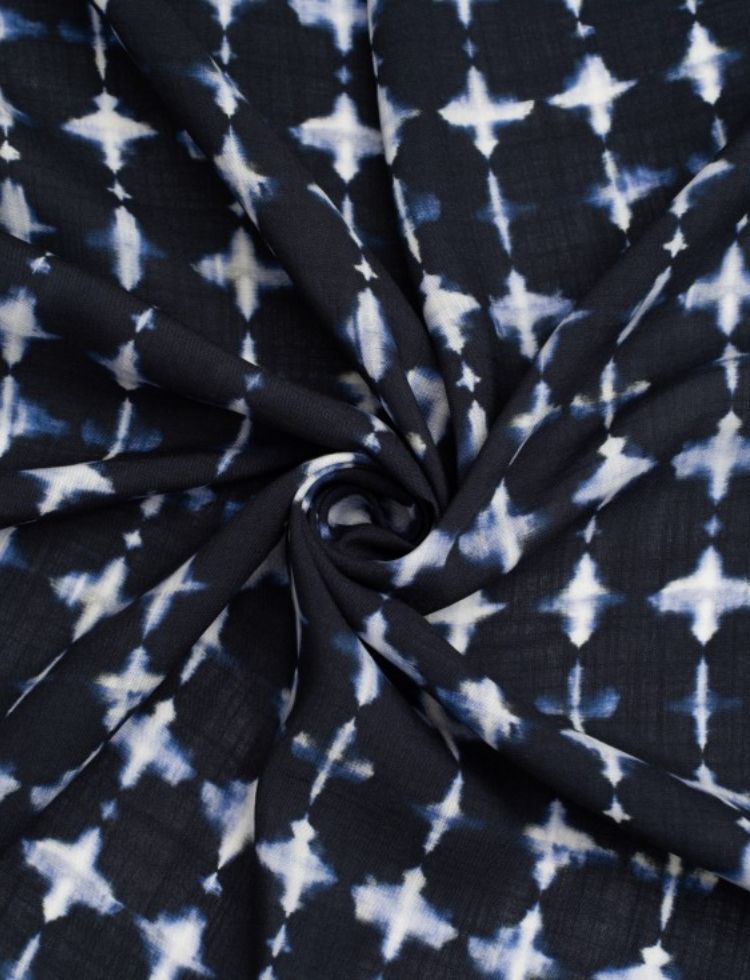 Minerva Exclusive Shibori Stars EcoVero Viscose Linen Look POD Fabric