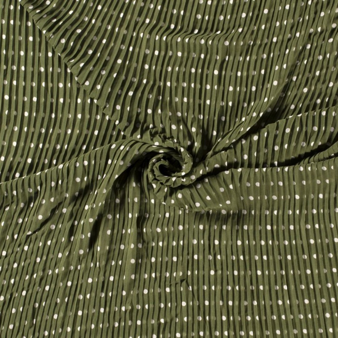 Pleated Chiffon Plisse Fabric Green