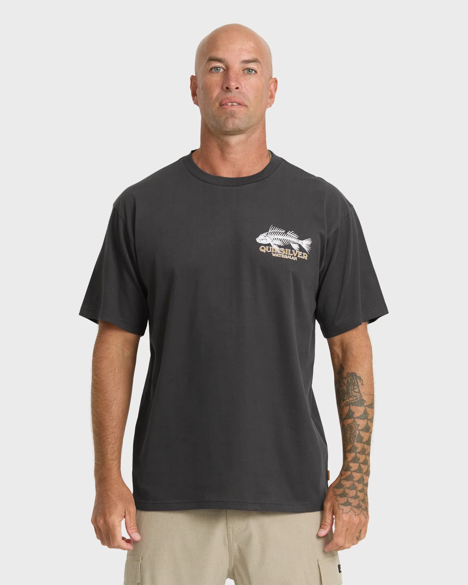 Image of Waterman Fish Bones Short Sleeve Cotton T-Shirt - Phantom