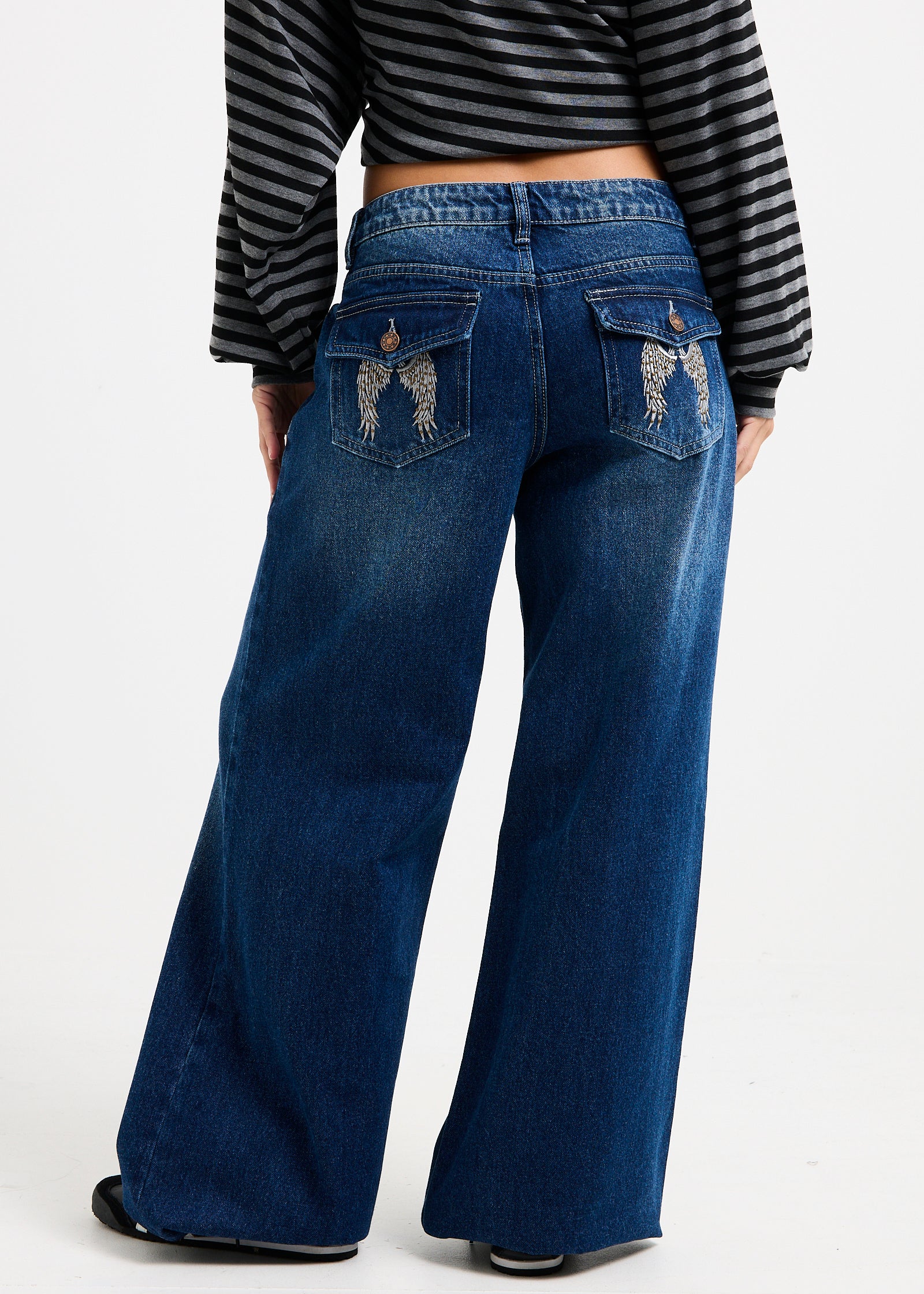 Image of Cindy Low Wide Denim Jeans