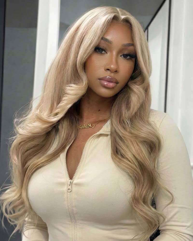 Arabella 13x6 Three-Go™ Blonde Highlight Glueless Wig Loose Body Wave With Drawstring 100% Human Hair Wig