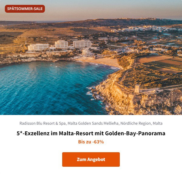 5*-Exzellenz im Malta-Resort mit Golden-Bay-Panorama