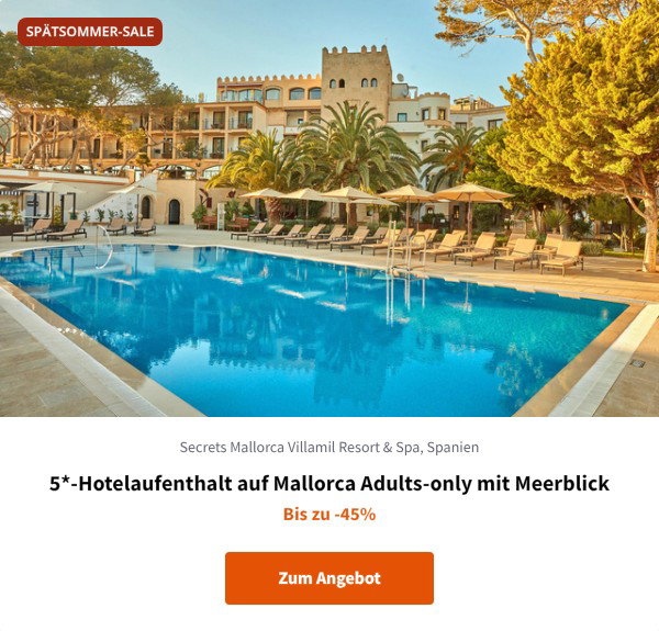5*-Hotelaufenthalt auf Mallorca Adults-only mit Meerblick