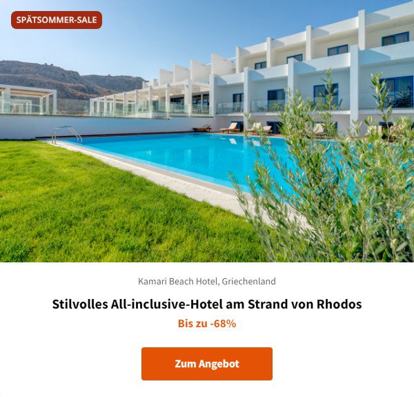 Stilvolles All-inclusive-Hotel am Strand von Rhodos