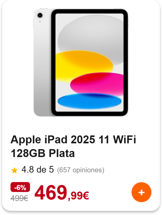 Apple iPad 2025 11 pulgadas WiFi 128GB Plata
