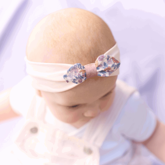 Bandeau noeud bébé - Comptine enchantée rose PPMC