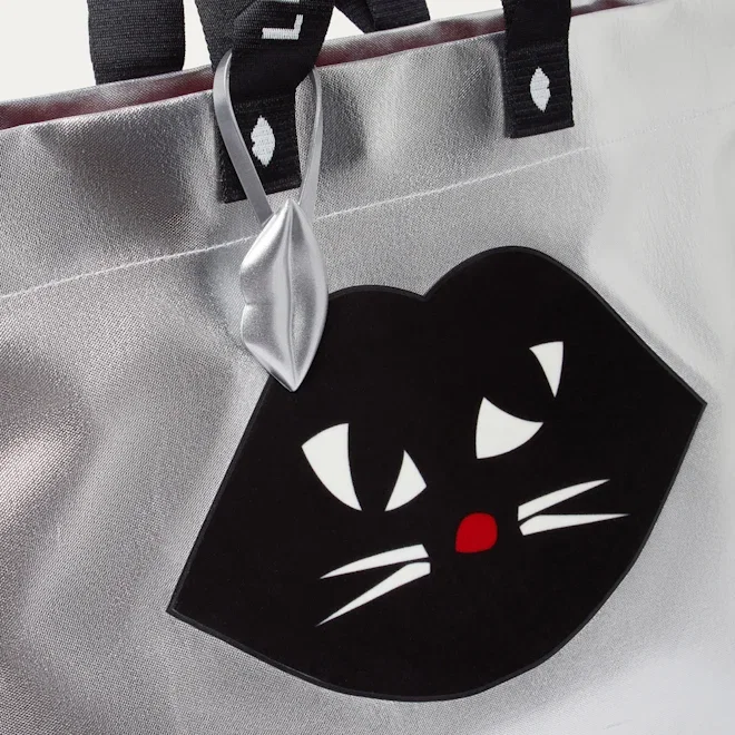SILVER KOOKY CAT TOTE BAG