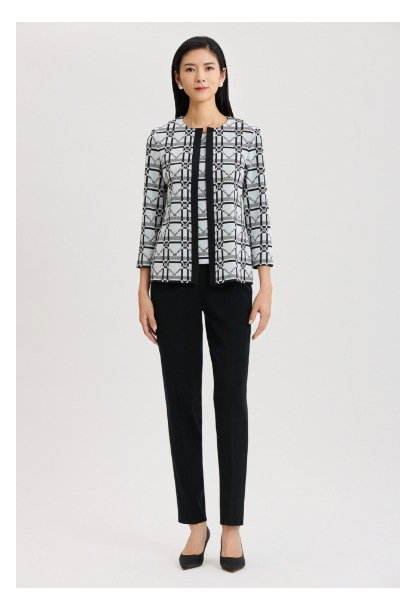 Heritage Monochrome Geometric Knit Jacket