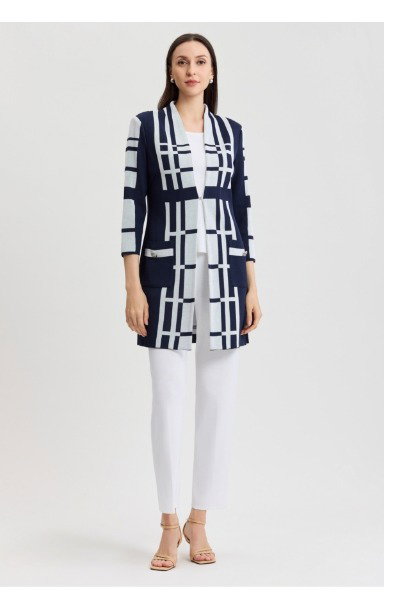 Heritage Two-Tone Geometric Knit Duster