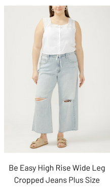 Be Easy High Rise Wide Leg Cropped Jeans Plus Size