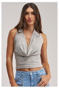 FIRST CLASS COWL HALTER TOP