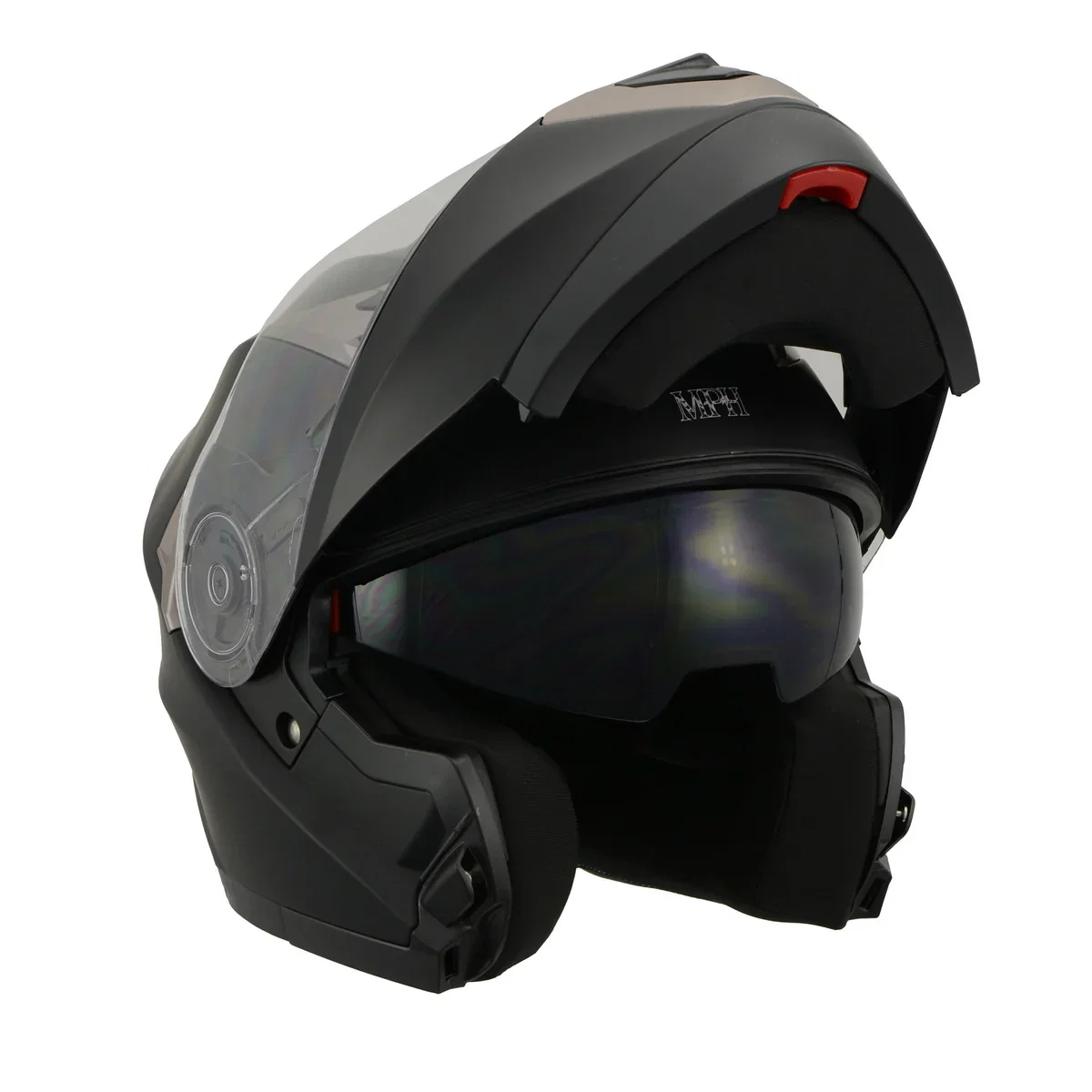 Image of Milwaukee Performance Helmets MPH9804DOT Matte Black Modular Racing Helmet w/ Drop Down Visor