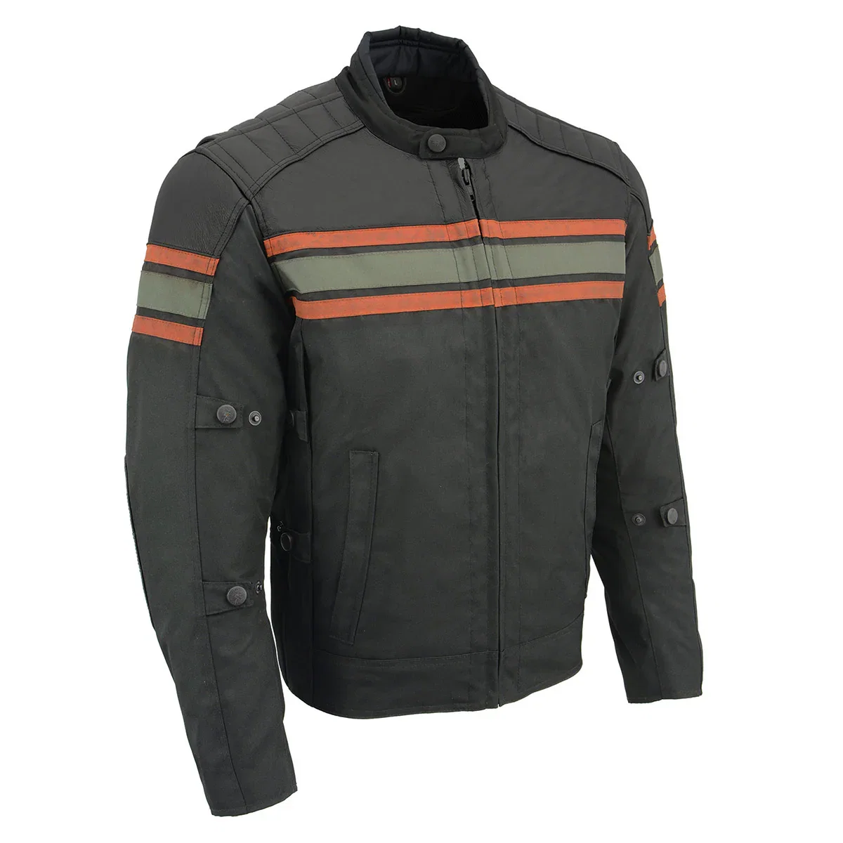 Image of Milwaukee Leather MPM1751 Burnt Orange Leather and Textile Armored Motorcycle Jacket for Men - All Season