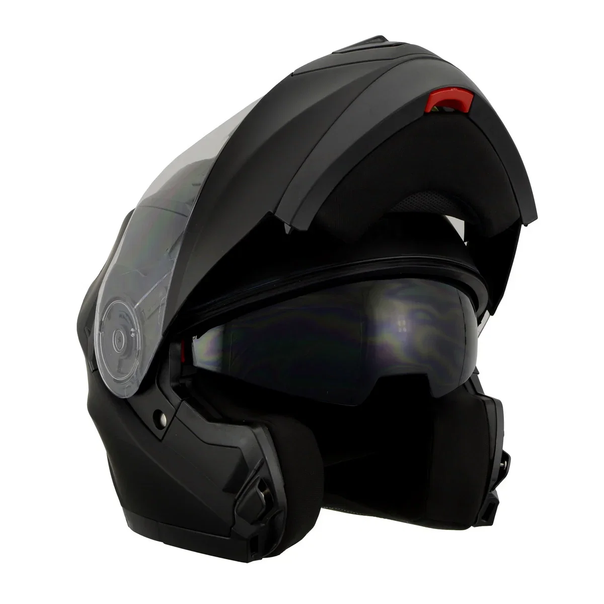 Image of Milwaukee Performance Helmets MPH9803DOT Ionized Matte Black Advanced Modular Motorcycle Helmet w/ Drop Down Visor