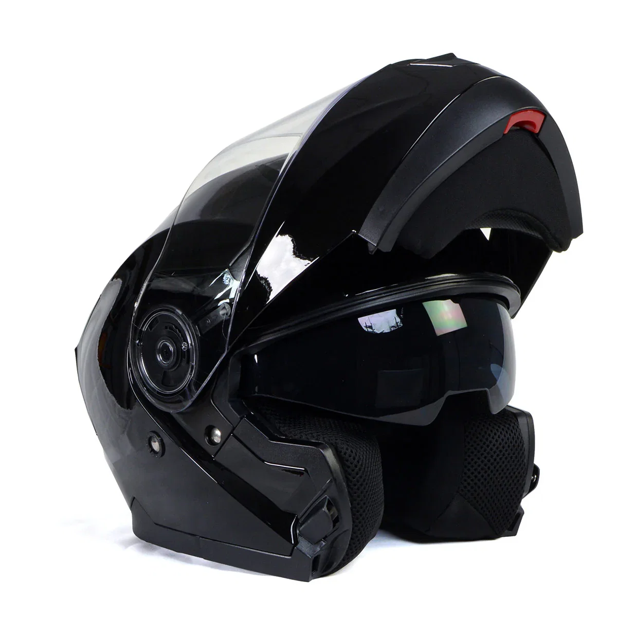 Image of Milwaukee Helmets MPH9815DOT Breeze Gloss Black Advanced Motorcycle Modular Helmet Biker w/ Drop Down Visor