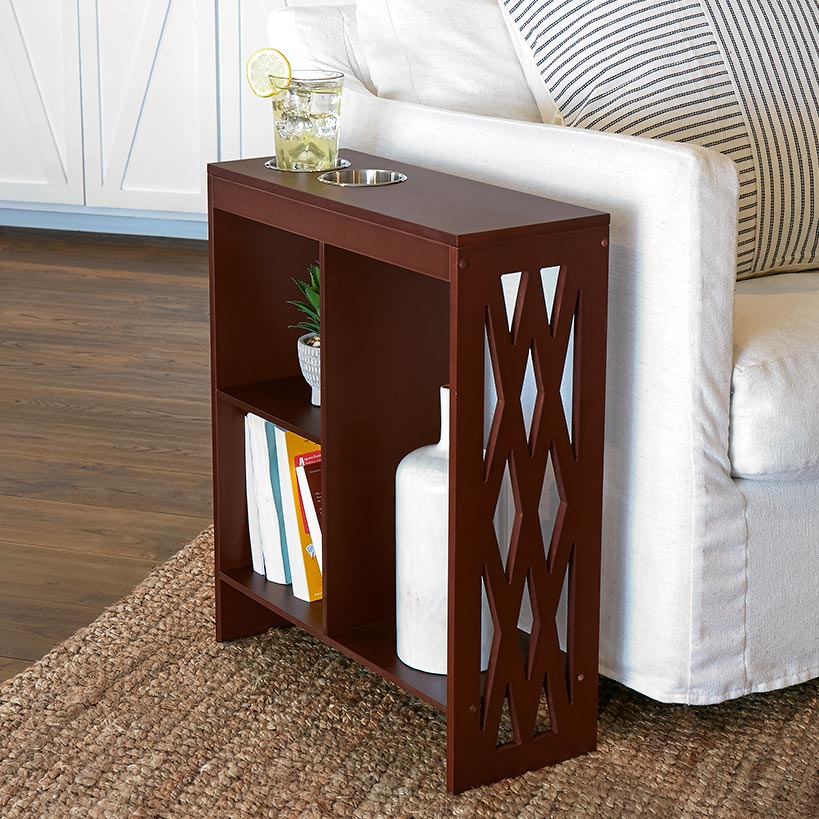 Image of Decorative End Table with Drink Holder