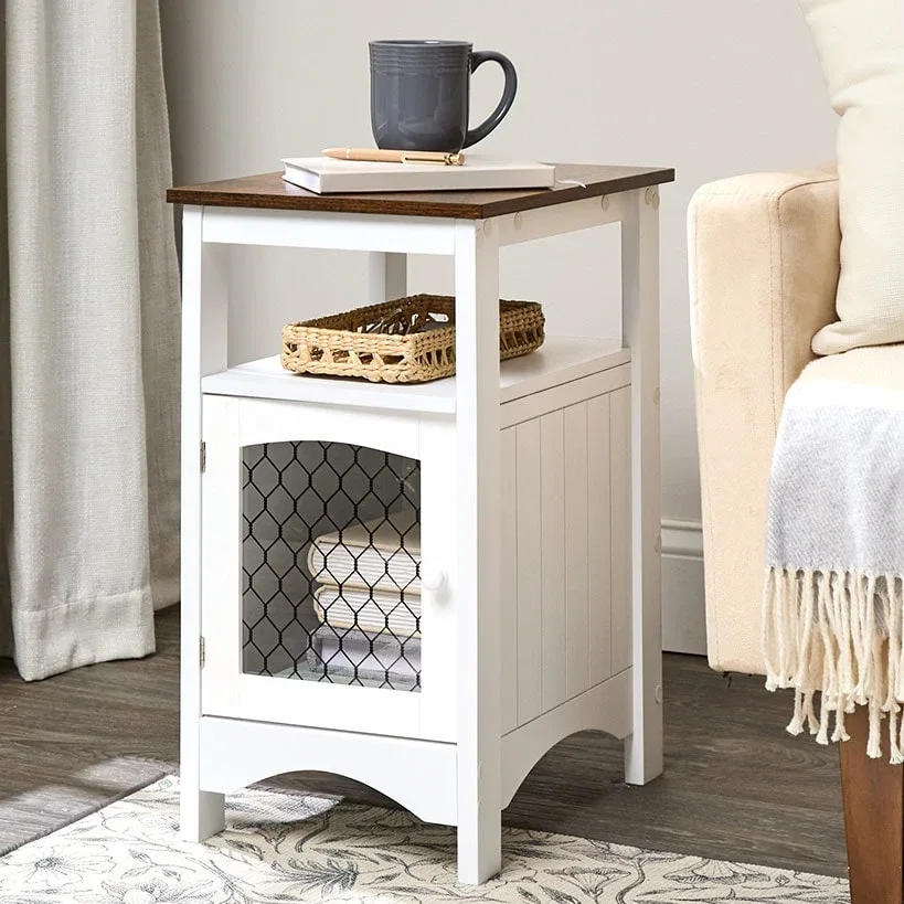Image of Rustic Two-Tone Side Table