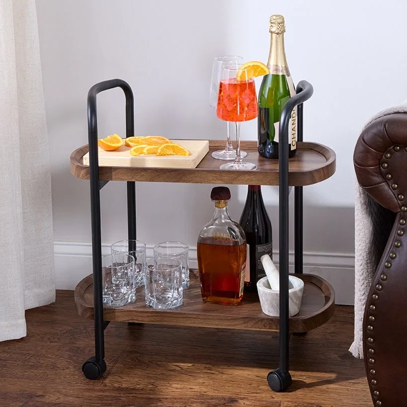 Image of Kitchen or Bar Serving Cart with Wheels - 2-Tier