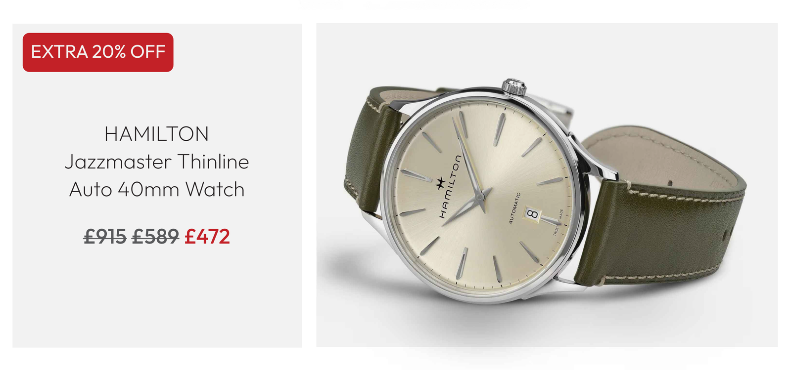 Hamilton Jazzmaster Thinline Auto 40mm Watch H38525811