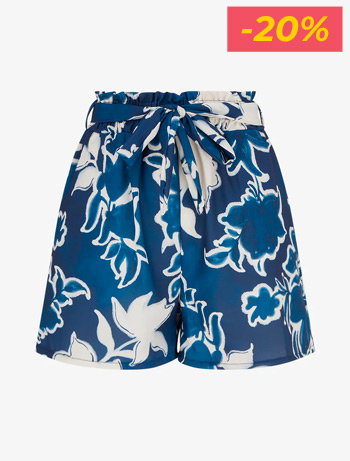 Short fluide à imprimé floral - Marine