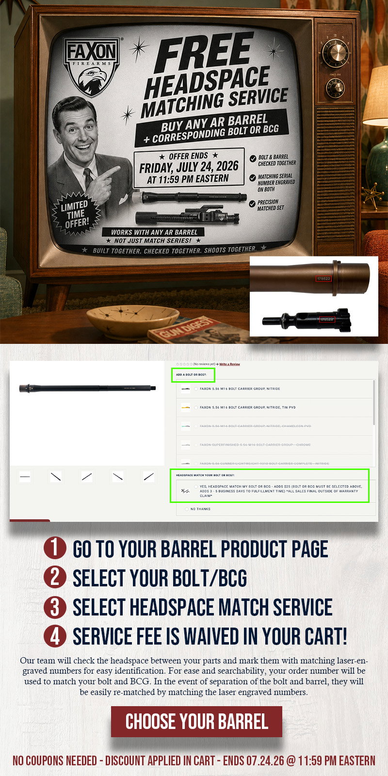 FREE BOLT/BARREL HEADSPACE MATCHING SERVICE