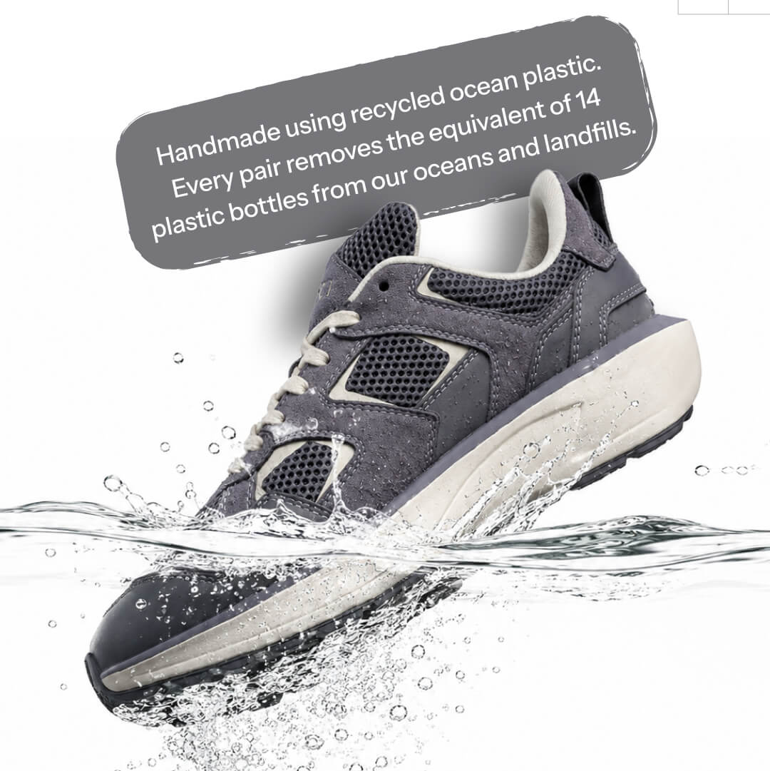 Handmade using recycled ocean plastic. Every pair removes the equivalent of 14 plastic bottles from our oceans and landfills.