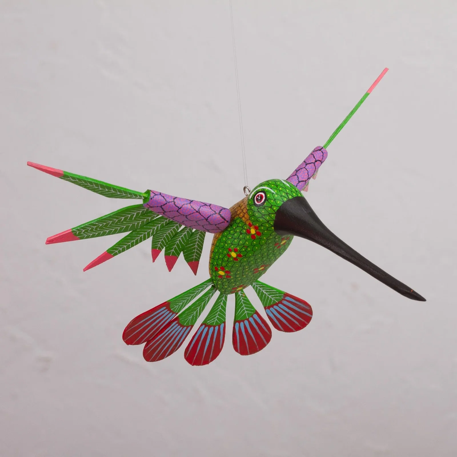 Image of Hummingbird Alebrije Home Accent Hand Crafted in Oaxaca - Vibrant Hummingbird