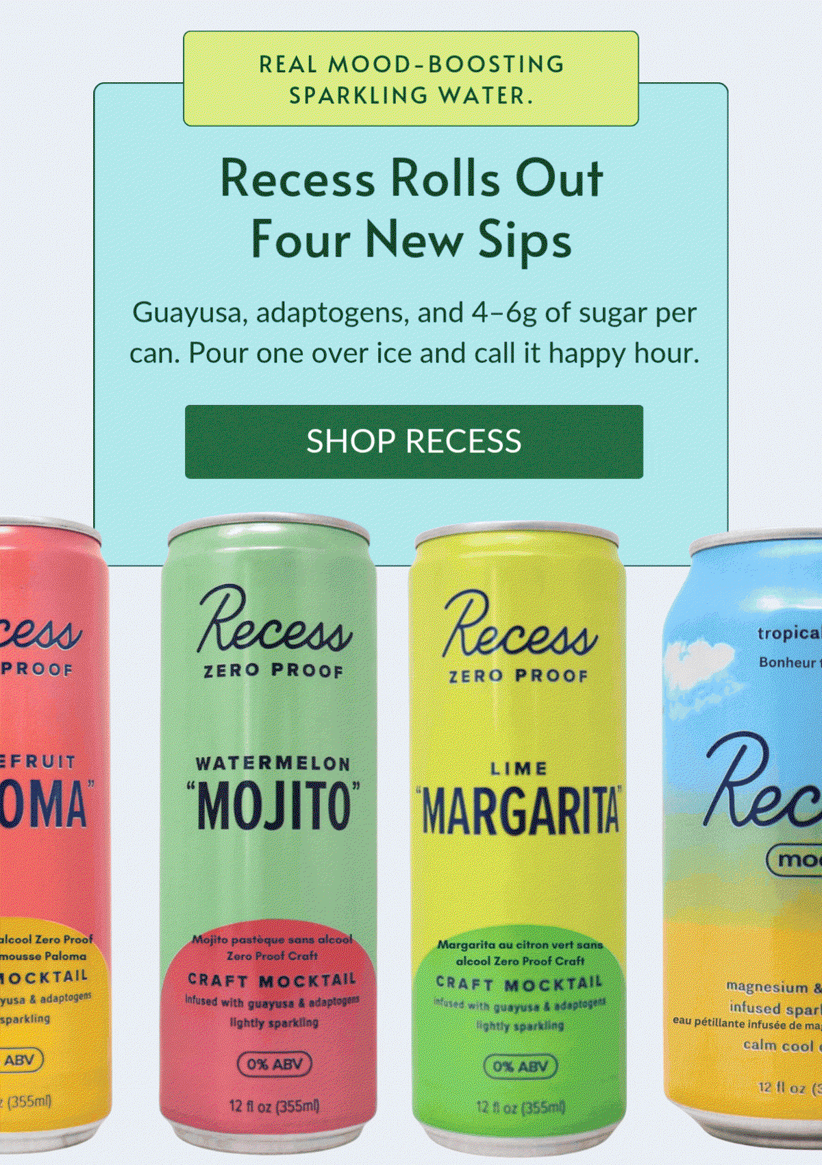 HERO BANNER / RECESS SPARKLING WATER / NEW FLAVOURS ADDED