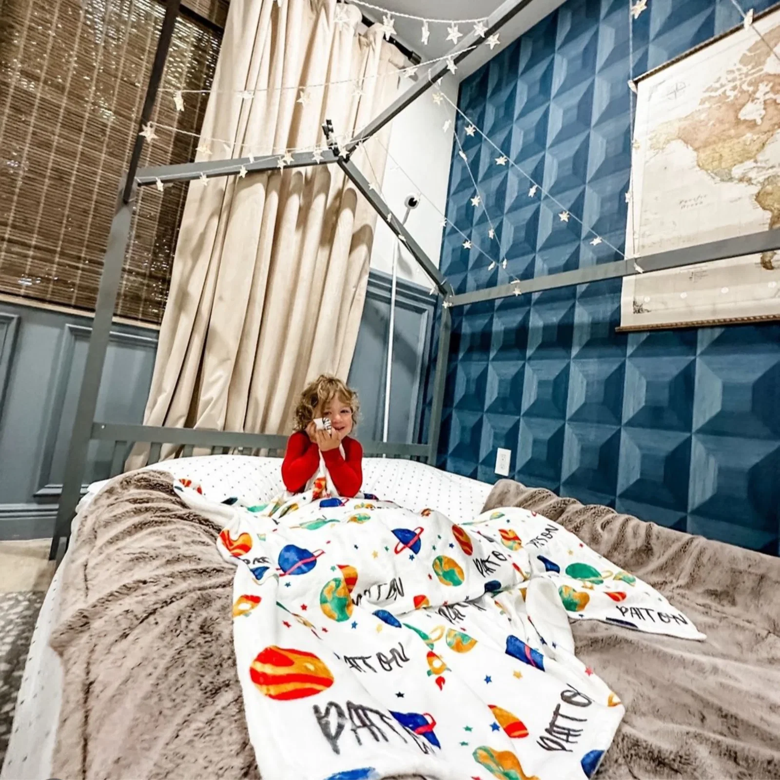 Image of Space Minky Name Blanket