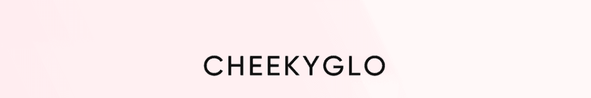 CheekygGlo brand logo on a soft pink gradient background