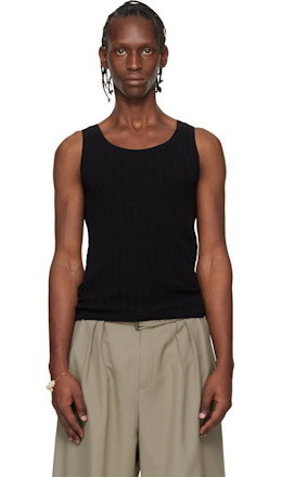 Black Rib-Knit Tank Top - Dries Van Noten