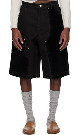 Black Faux Pony Patchwork Carpenter Shorts - Andersson Bell