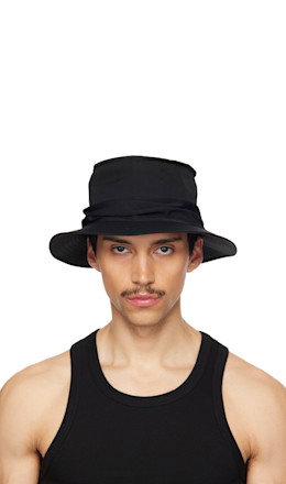 Black Gabardine Drape Hat - YOHJI YAMAMOTO
