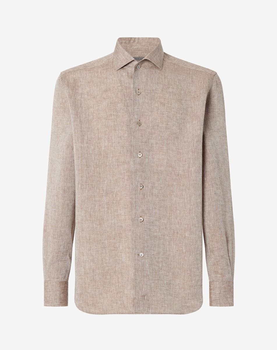 Camicia marrone in puro lino