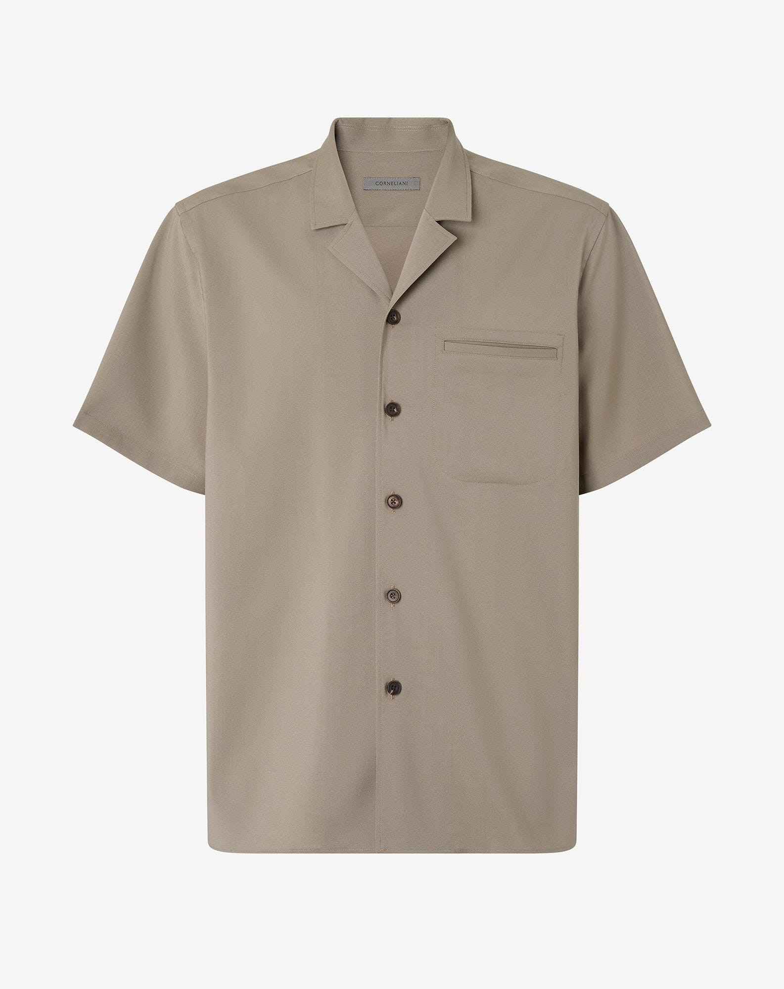 Camicia beige in pura lana 120’s natural stretch