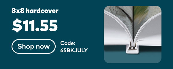 8x8 hardcover $11.55. Code: 65BKJULY. Ends: 7/26, see site for details. Shop now.