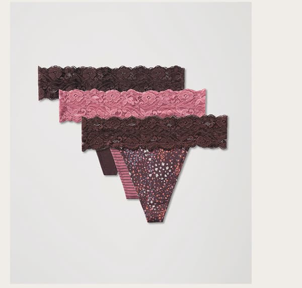 Organic Lace Waist Thong 3-Pack