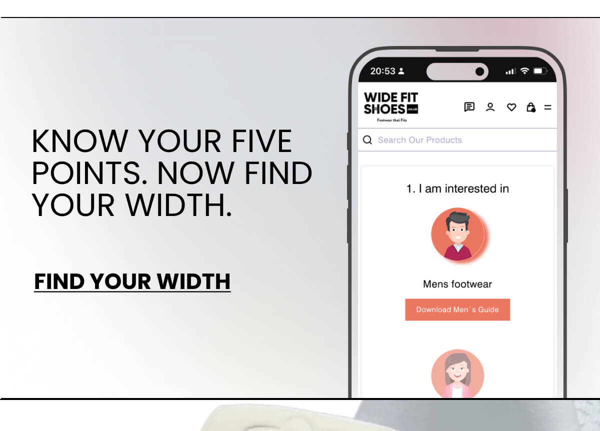 KNOW YOUR FIVE POINTS. NOW FIND YOUR WIDTH. [FIND YOUR WIDTH]