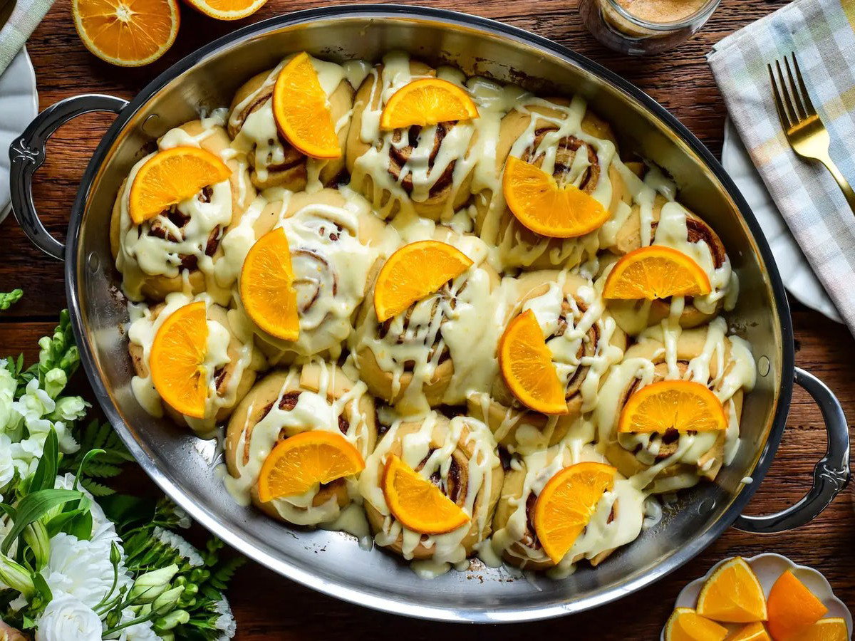 IMG: Cinnamon Rolls with Orange Cream Cheese Glaze