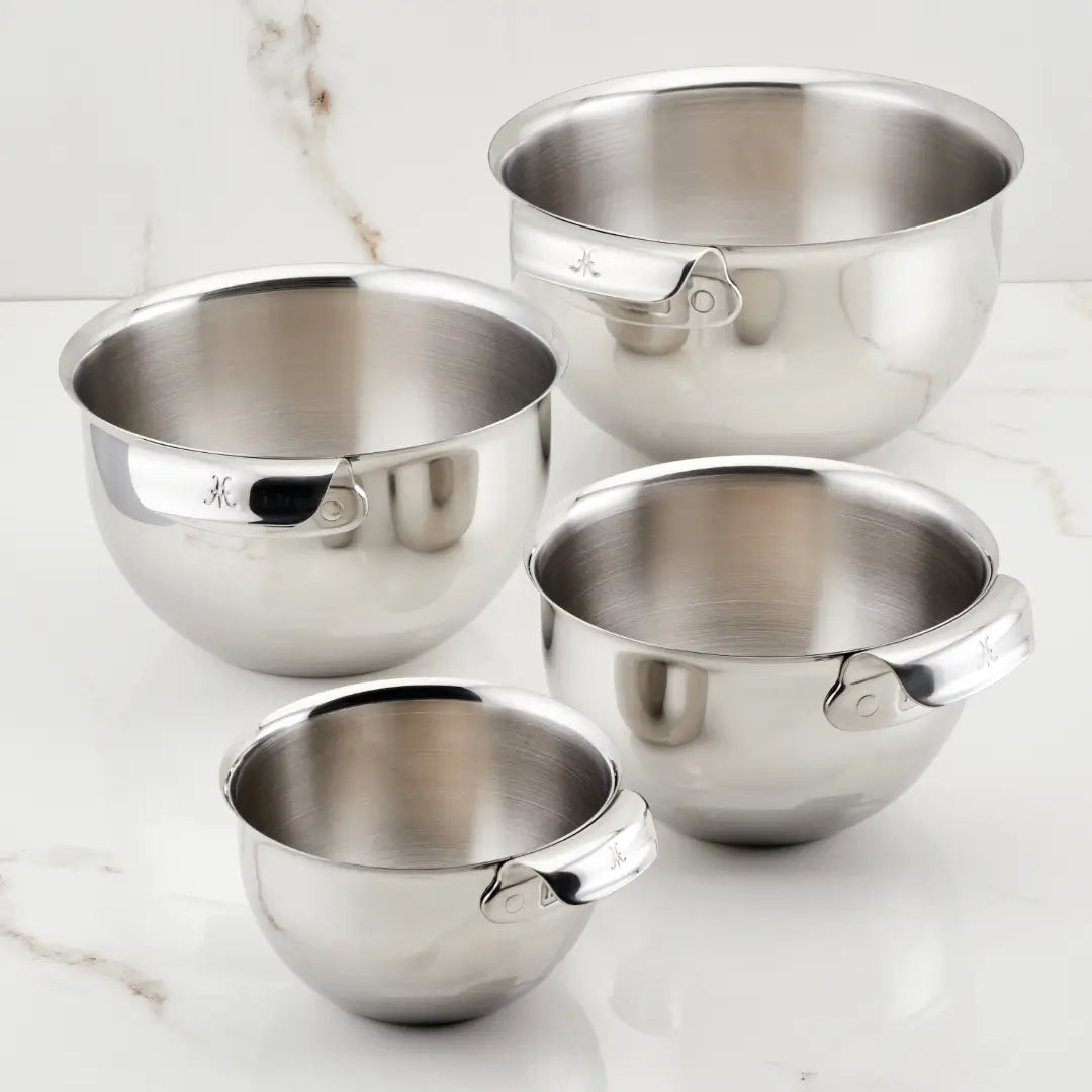 IMG: Stainless Steel Mixing Bowls, 4-Piece on marble countertop