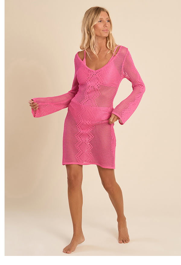 Robe courte de plage en crochet