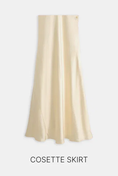 JV-COSETTE high waisted maxi rok in satijn look - light yellow